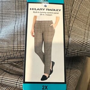 Hilary Radley Women's Checkered Ankle Pants - Brown and Black